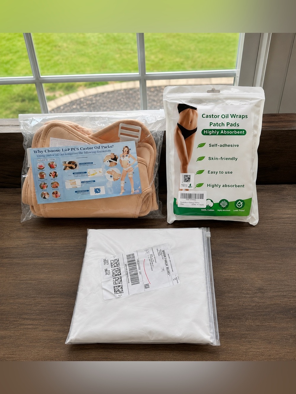 Castor Oil Pack Wrap Set + Patch Pads & Flannel Inserts Bundle